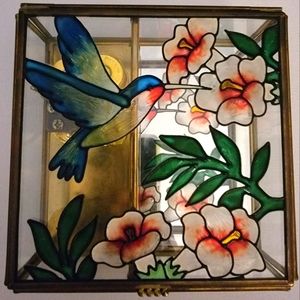 Vintage Stain Glass Inspired Hummingbird Glass Box That Plays My Favorite Things